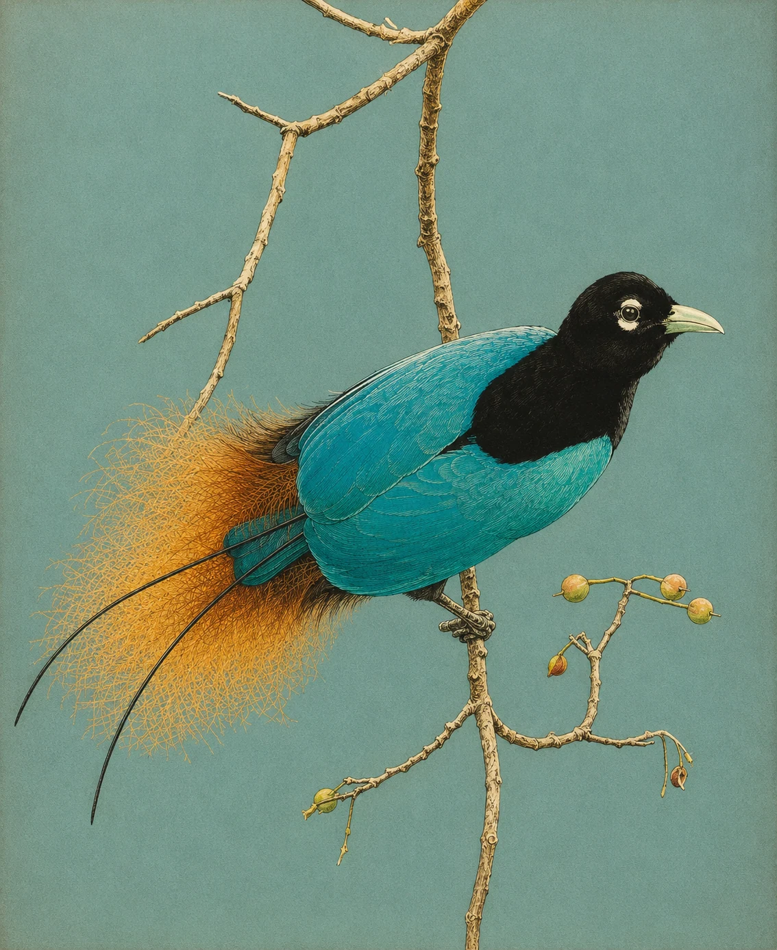 Blue Bird-of-Paradise (Paradisornis rudolphi)