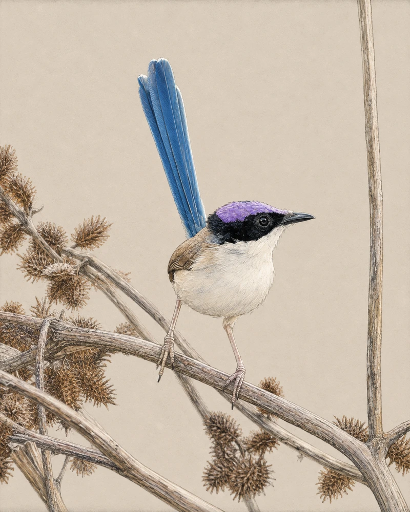 Purple-crowned Fairywren, Malurus coronatus
