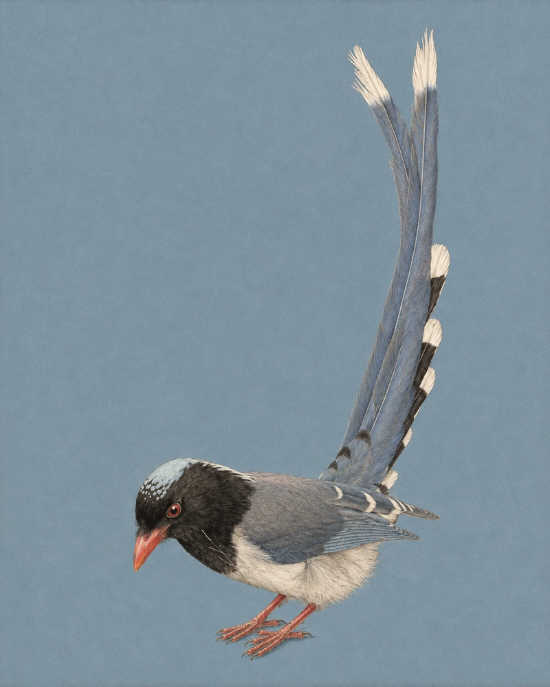 Red-billed Blue Magpie, Urocissa erythroryncha