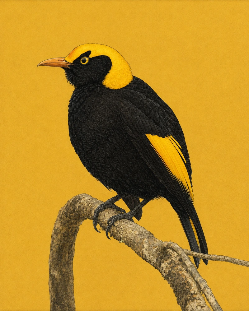 Regent Bowerbird, Sericulus chrysocephalus