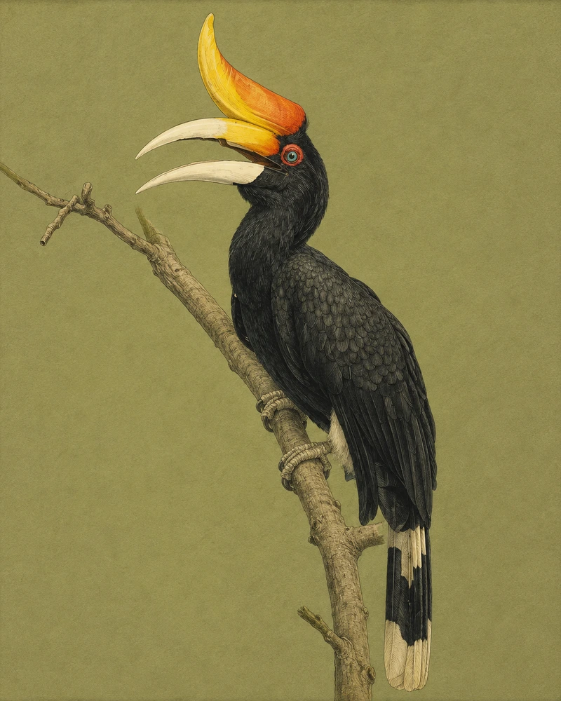 Rhinoceros Hornbill, Buceros rhinoceros
