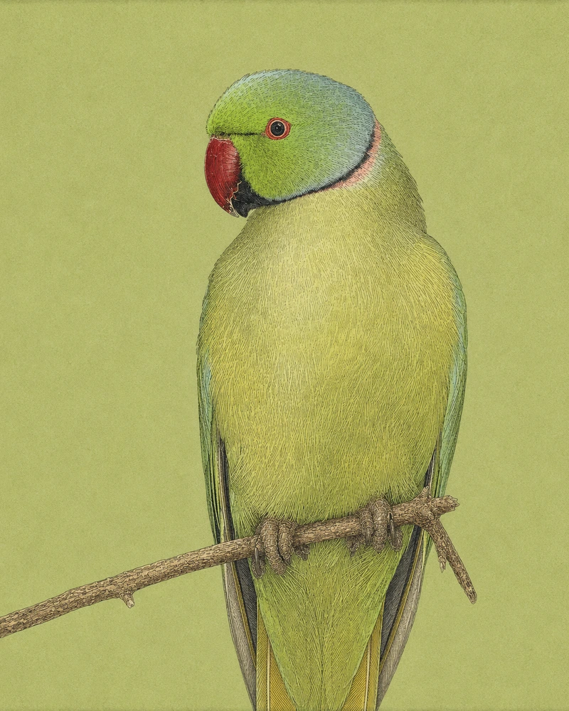 Rose-ringed Parakeet, Psittacula krameri
