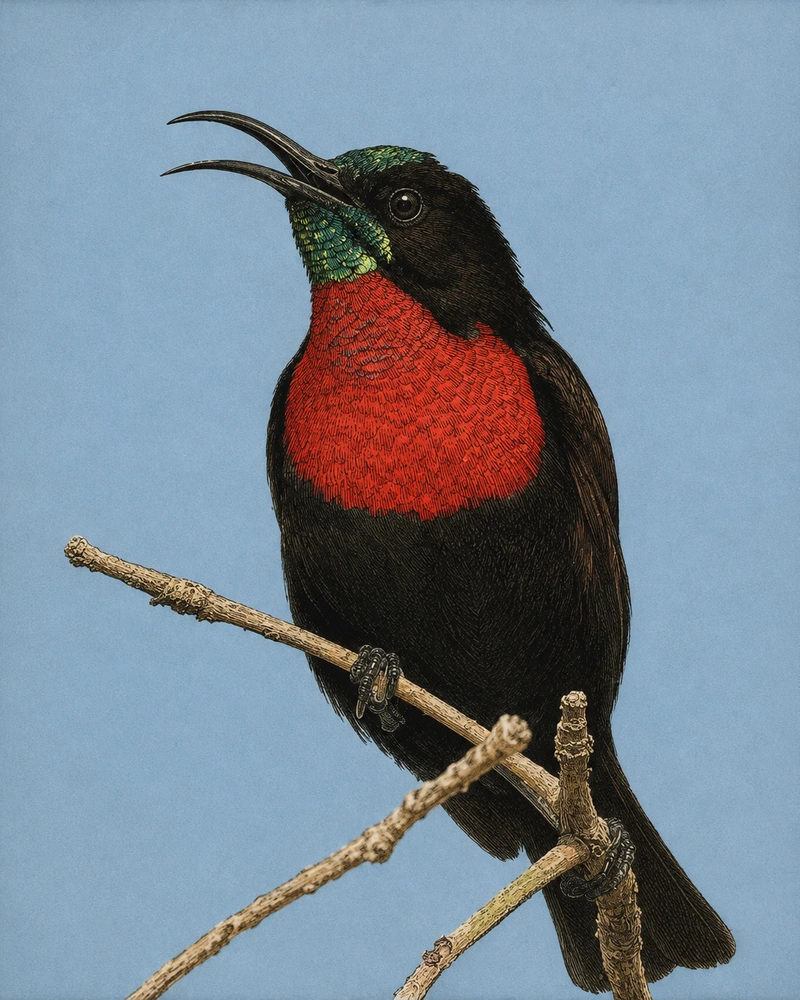 Scarlet-chested Sunbird, Chalcomitra senegalensis