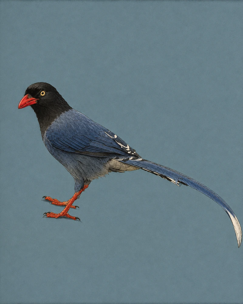 Taiwan Blue Magpie, Urocissa caerulea