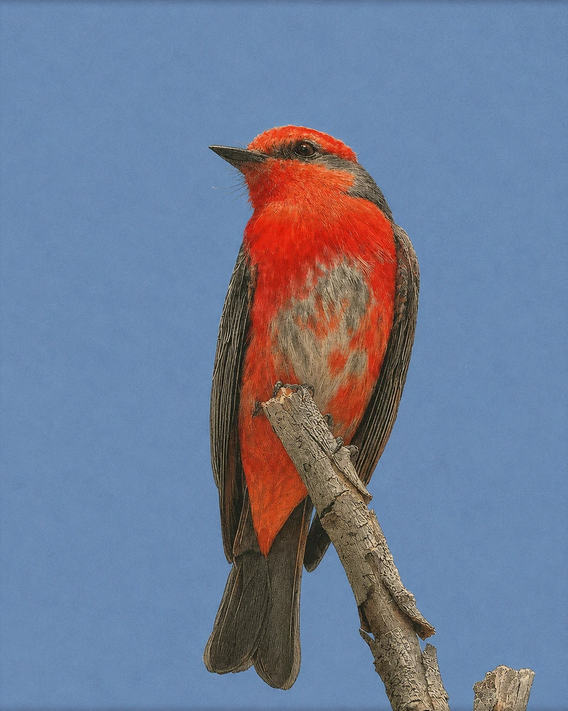 Vermilion Flycatcher, Pyrocephalus rubinus