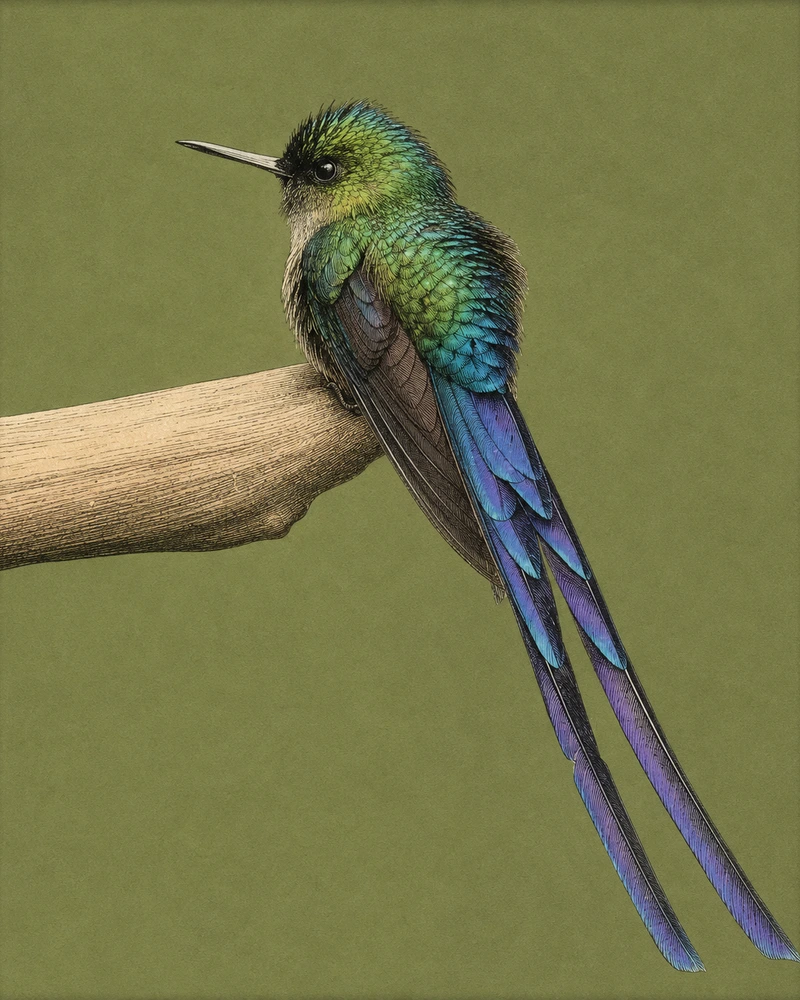 Violet-tailed Sylph, Aglaiocercus coelestis